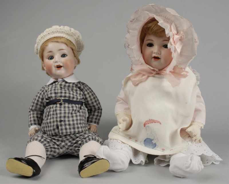 Appraisal: Lot of German Bisque Character Baby Dolls Description Bisque socket