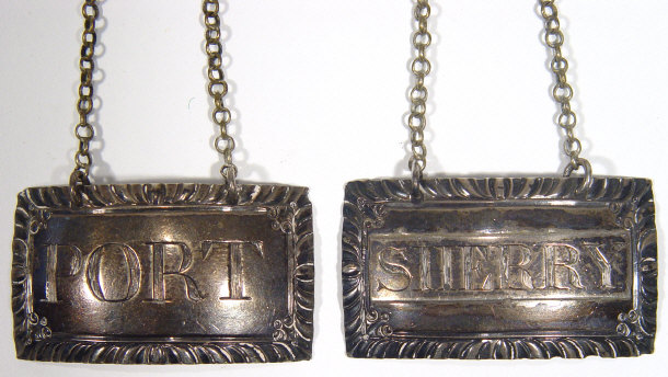 Appraisal: Two early nineteenth Century silver decanter labels ' Sherry' and