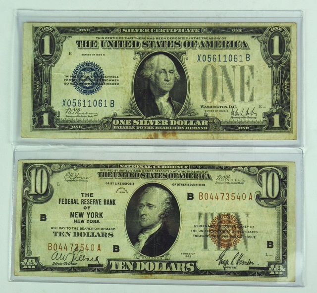 Appraisal: Currency LotIncludes -B Silver Certificate Funny Back with blue seal