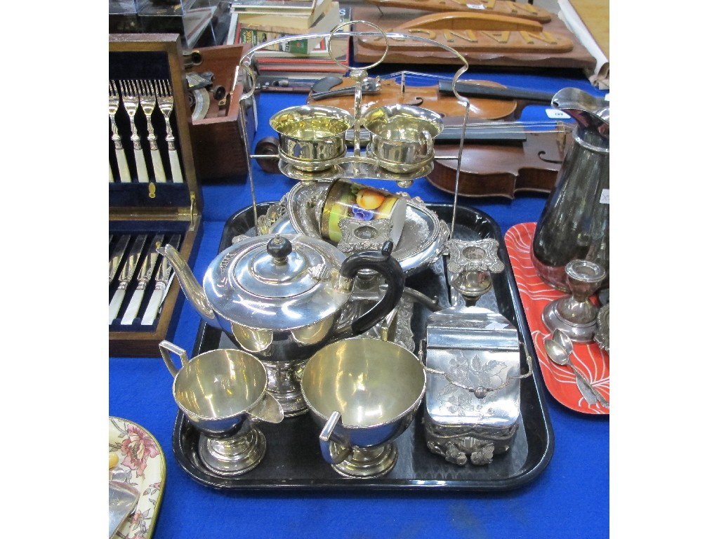 Appraisal: A tray lot of EP - three piece tea service