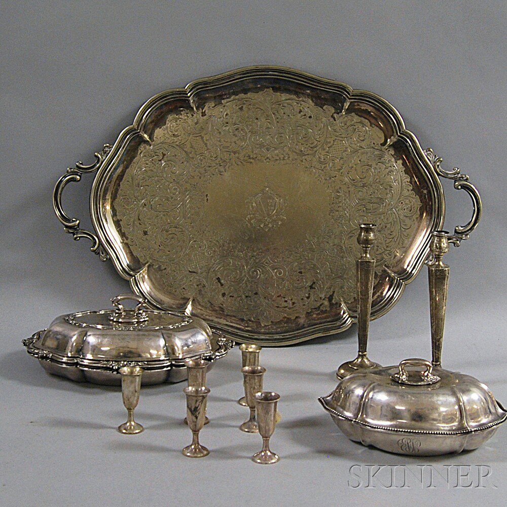 Appraisal: Twelve Sterling Silver and Silver-plate Tableware Items a sterling Howard