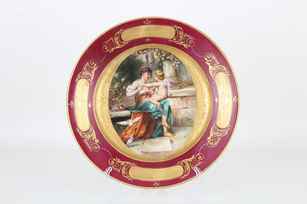 Appraisal: Antique Royal Vienna Porcelain Dish Signed Antique Hand Painted Royal