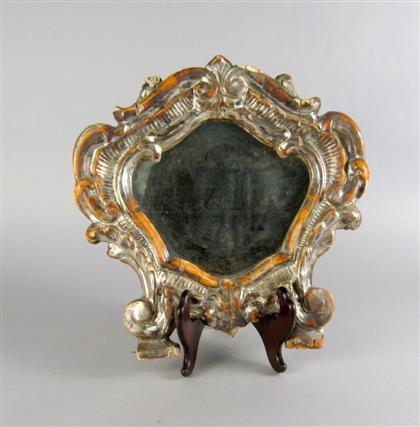 Appraisal: Continental carved and silver painted mirror late th century The