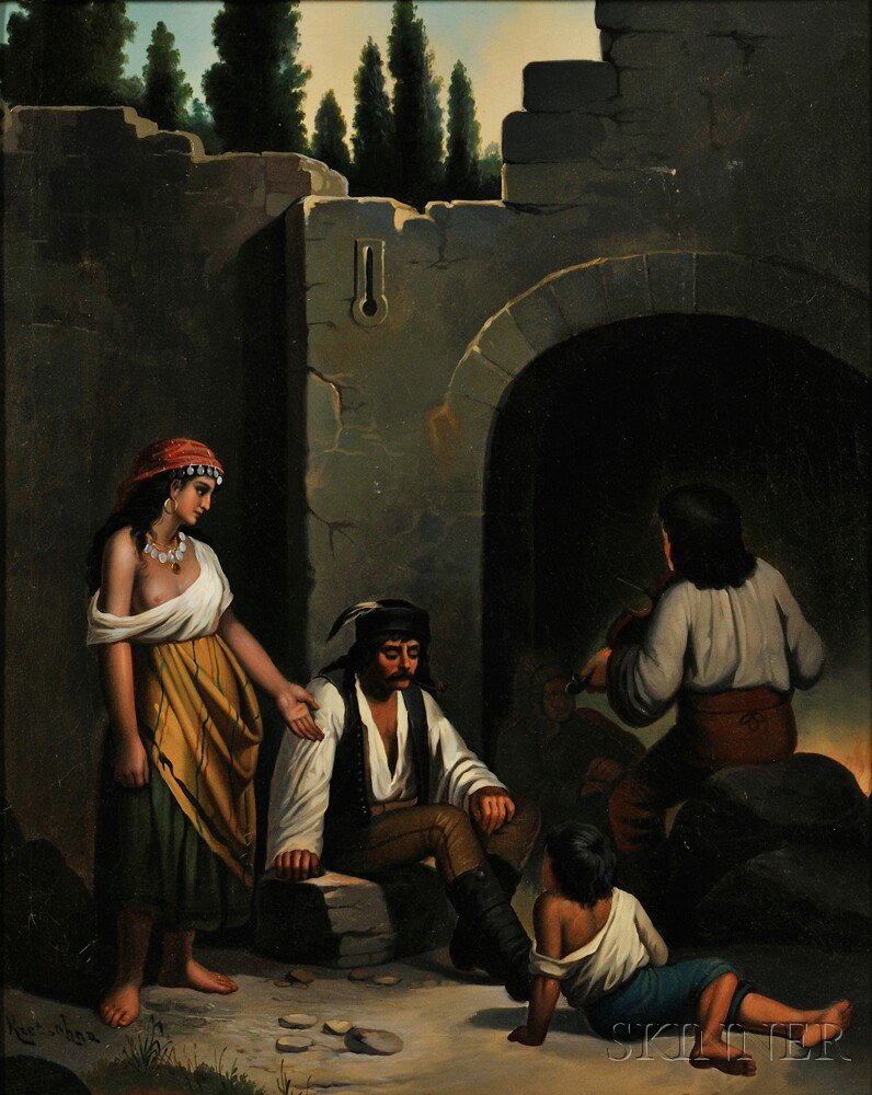 Appraisal: Continental School th Century Gypsies in an Alley Signed Kretschna