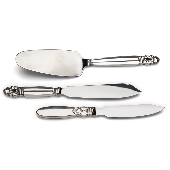 Appraisal: Georg Jensen pie server fish knife and knife all sterling