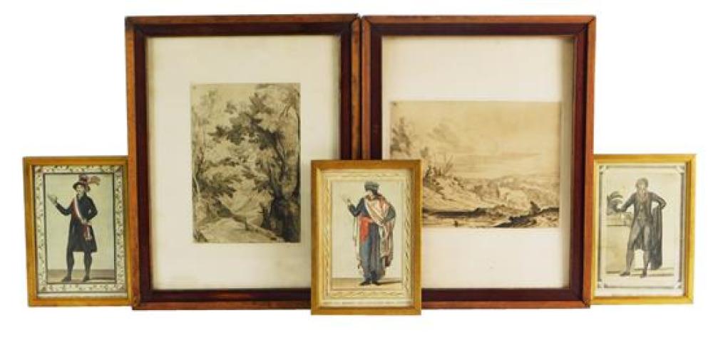 Appraisal: Five Italian framed prints including two etching restrikes after signature