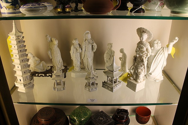 Appraisal: A COLLECTION OF CHINESE BLANC DE CHINE FIGURES and pagodas