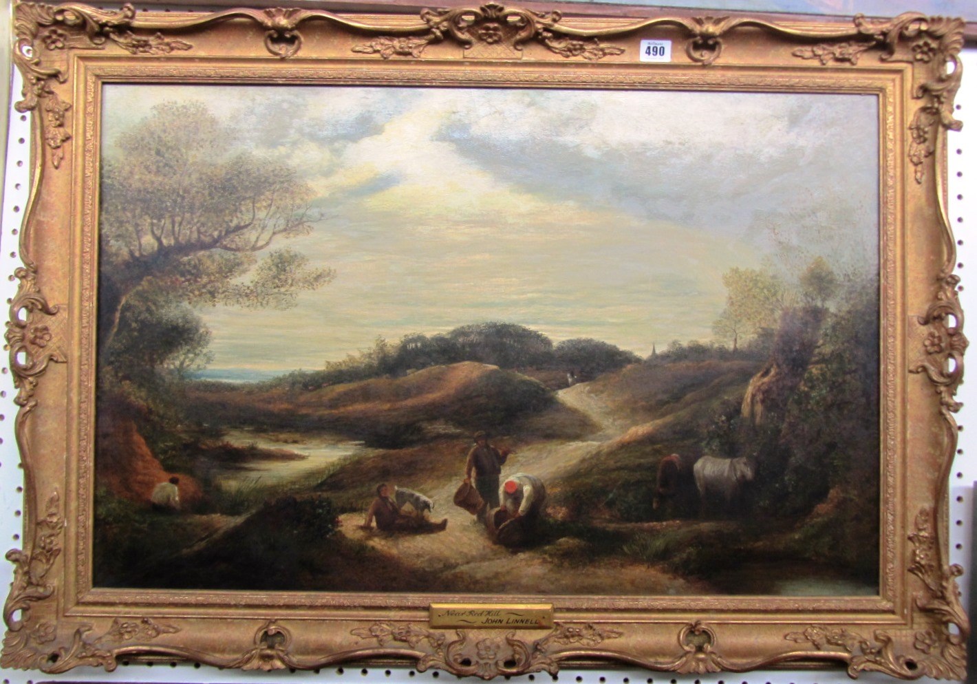 Appraisal: Follower of John Linnell Landscape with figures oil on canvas