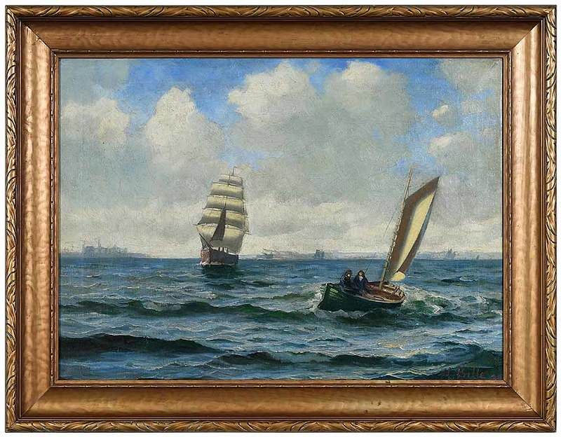 Appraisal: Vilhelm Victor Bille Danish - Boats off the Coast signed