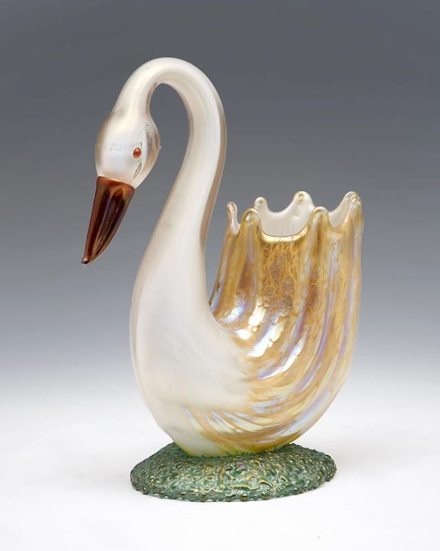 Appraisal: Loetz swan art glass vase Loetz swan art glass vase