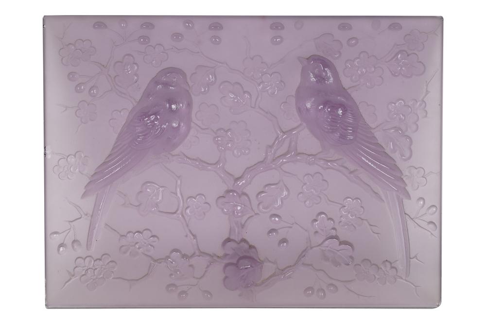 Appraisal: FRENCH MOLDED GLASS BIRD PLAQUEProvenance The Estate of Lee Phillip