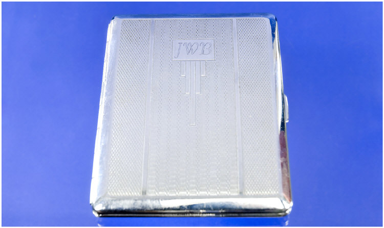 Appraisal: Monogrammed Chrome Cigarette Case Inscription to the inside reads Lt