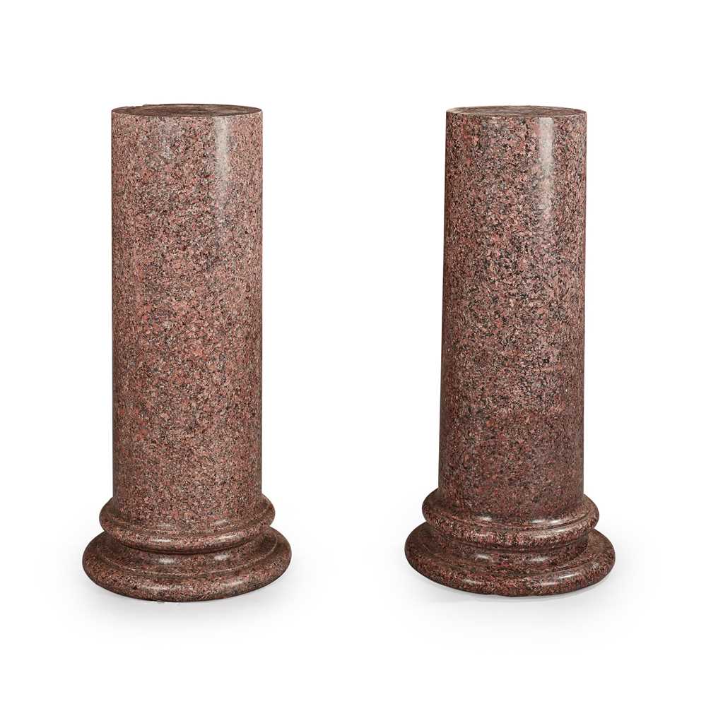 Appraisal: A PAIR OF PINK SCAGLIOLA PEDESTAL COLUMNS MID TH CENTURY