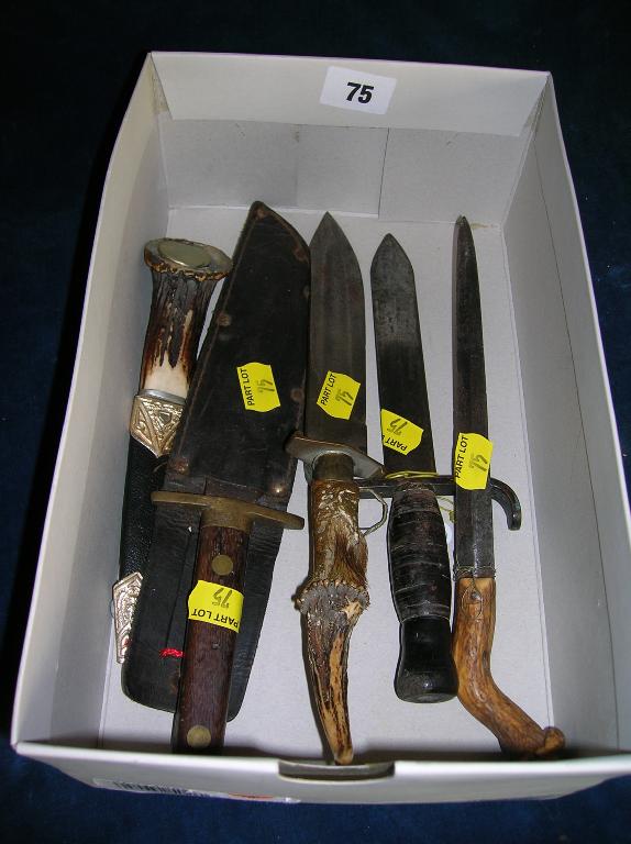 Appraisal: Six assorted knives including a Scottish Skean Dubh with stag