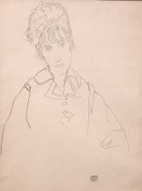 Appraisal: Egon Schiele Austrian - Portrait of Edith Schiele Stone lithograph