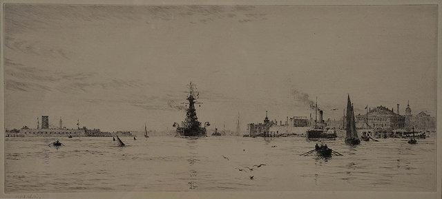 Appraisal: WILLIAM LIONEL WYLLIE - The Entrance to Portsmouth Harbour etching