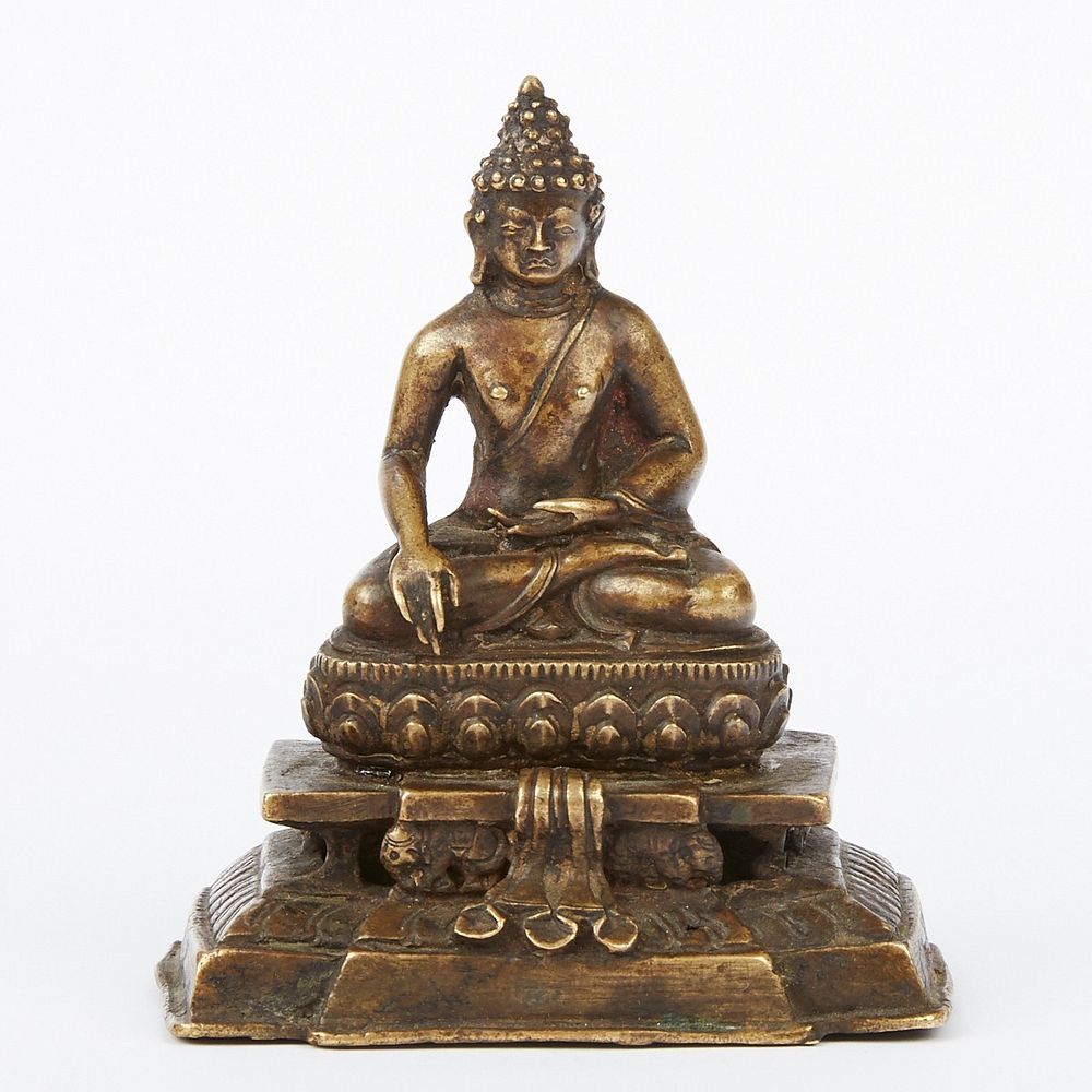 Appraisal: Chinese Tibetan Gilt Bronze Akshobhya Buddha Chinese or Tibetan bronze