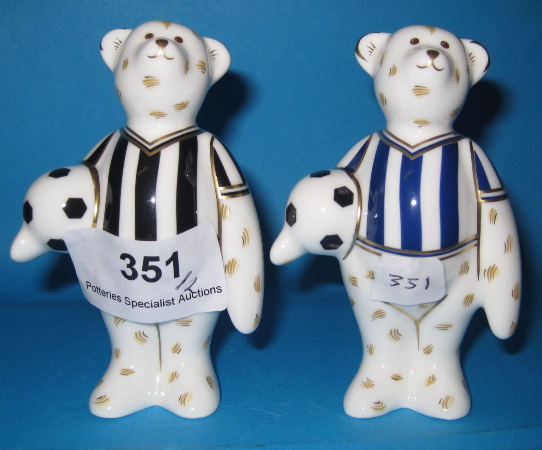 Appraisal: Royal Crown Derby Blue Football Bear and Black Football Bear