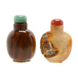 Appraisal: Two Agate Snuff Bottles Late th Early th Century cm