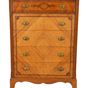 Appraisal: A French Empire Style Burl and Walnut Veneered Tall Chest