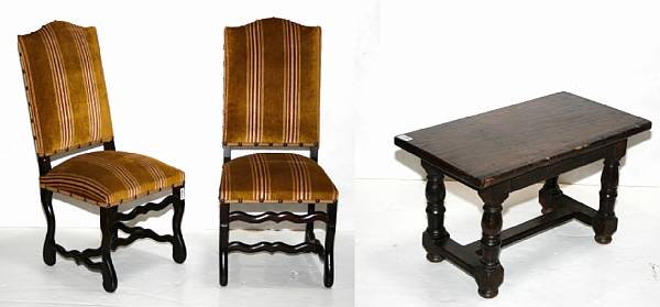 Appraisal: Three Louis XVI style oak chairs and a walnut low