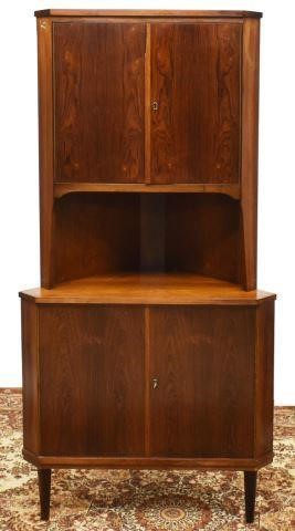 Appraisal: Danish mid-century modern teakwood corner cabinet c s having upper