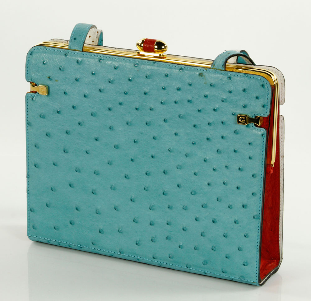 Appraisal: - Italian Ostrich in Bag Ostrich in bag teal with