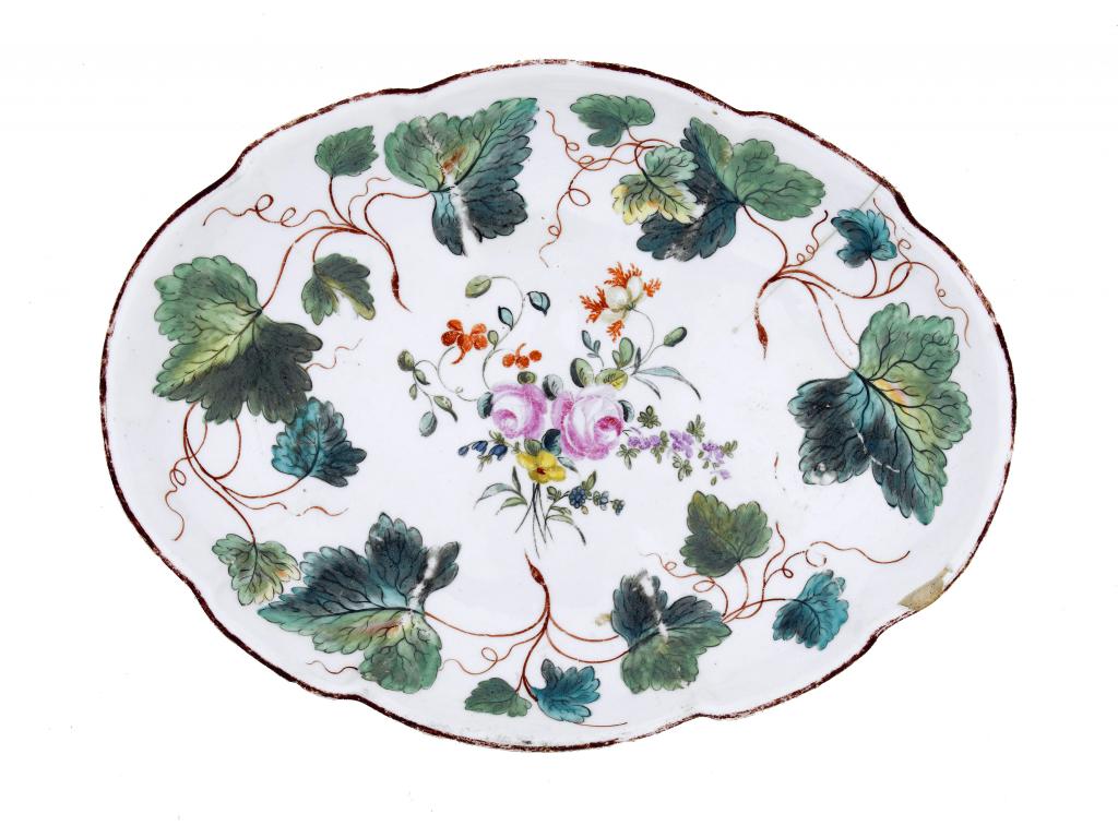 Appraisal: A DERBY SHAPED OVAL STAND boldly painted with a loose