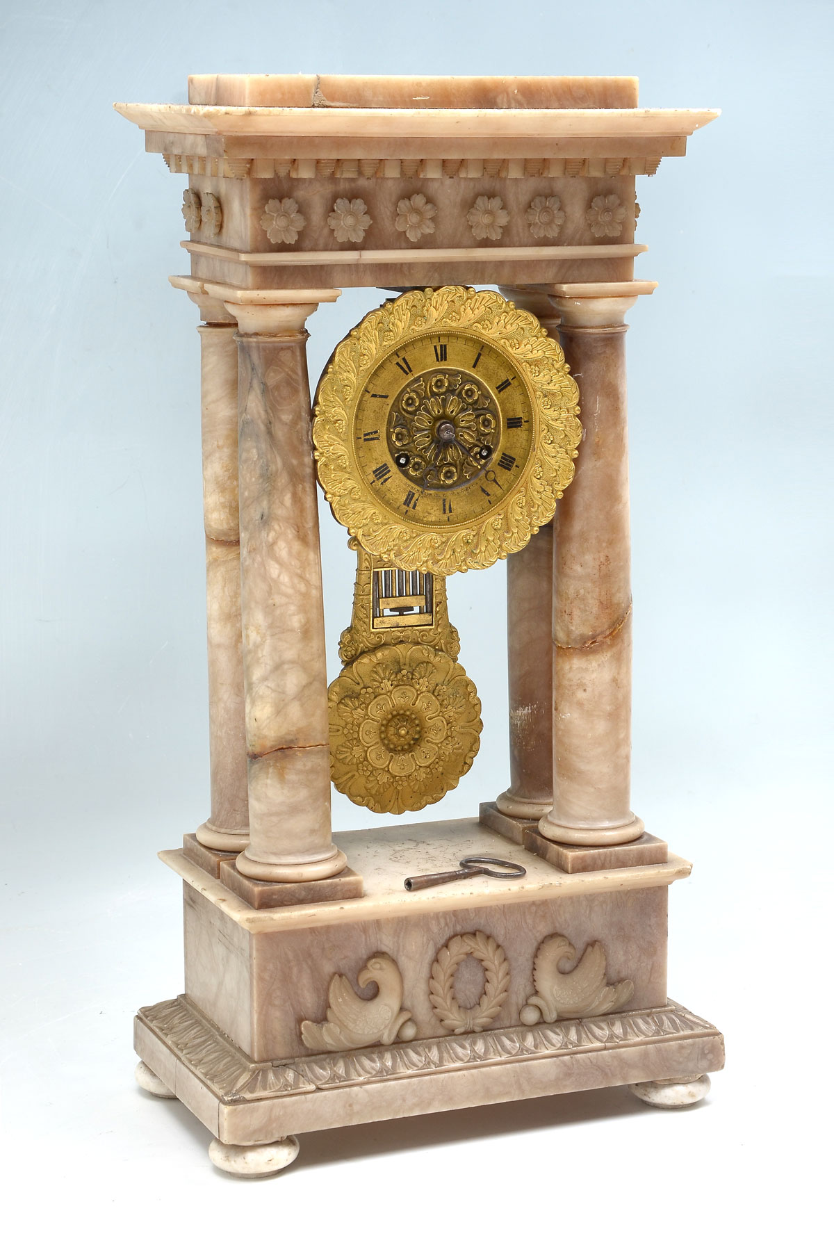 Appraisal: MARBLE PORTICO CLOCK Portico clock of marble having column form