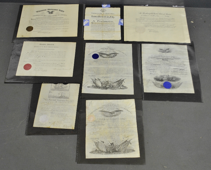 Appraisal: - Eight signed Presidential certificates and a print of a