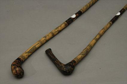 Appraisal: Two African Walking Sticks in to in Provenance The Collection