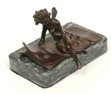 Appraisal: A BRONZE FIGURE OF A FAIRY ON A MARBLE BASE