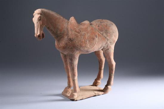 Appraisal: CHINESE POTTERY FIGURE OF HORSE Tang Dynasty - - in