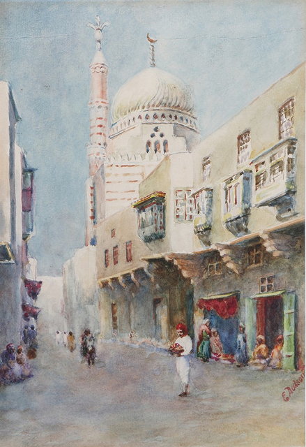 Appraisal: GEORGE DODSON fl - Cairo scene signed watercolour cm x