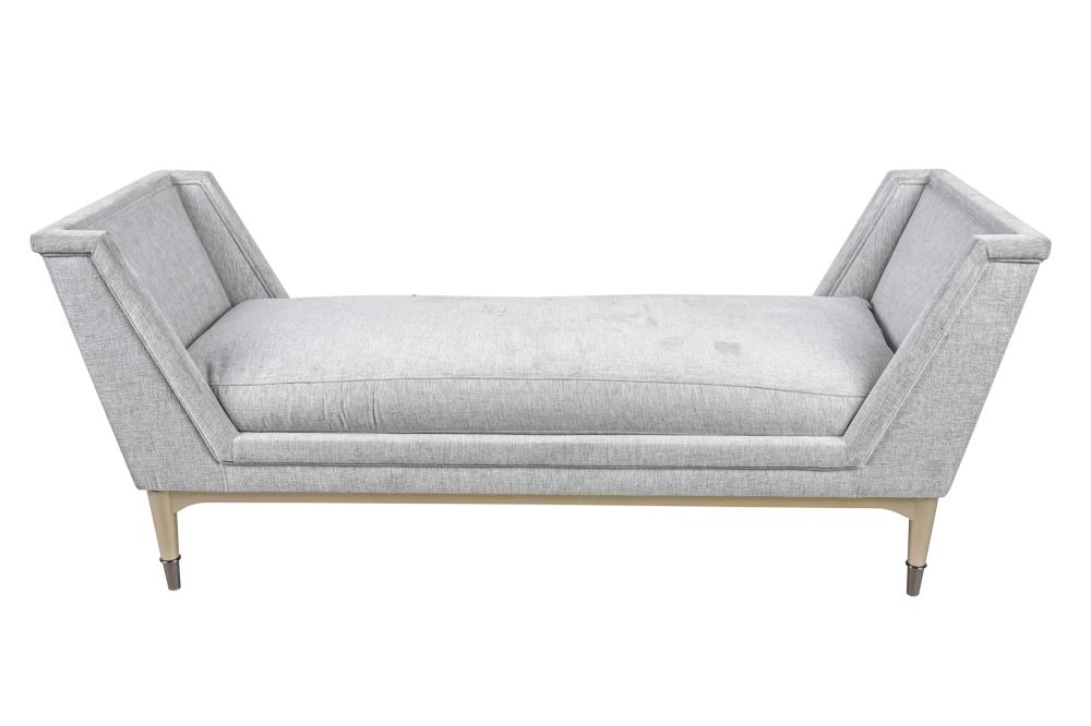 Appraisal: CONTEMPORARY GREY UPHOLSTERED BENCH inches wide Condition