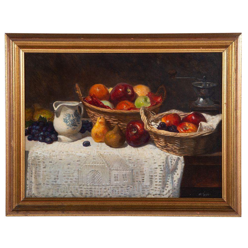 Appraisal: Nathaniel K Gibbs Fresh Fruit Oil on Board American -