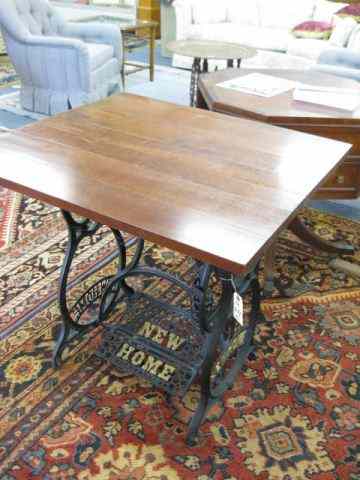 Appraisal: Cherry Top Table with iron basebase from a New Home