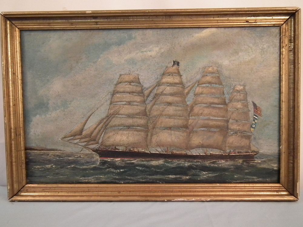 Appraisal: SHENANDOAH SHIP PAINTING th century oil portrait of an American