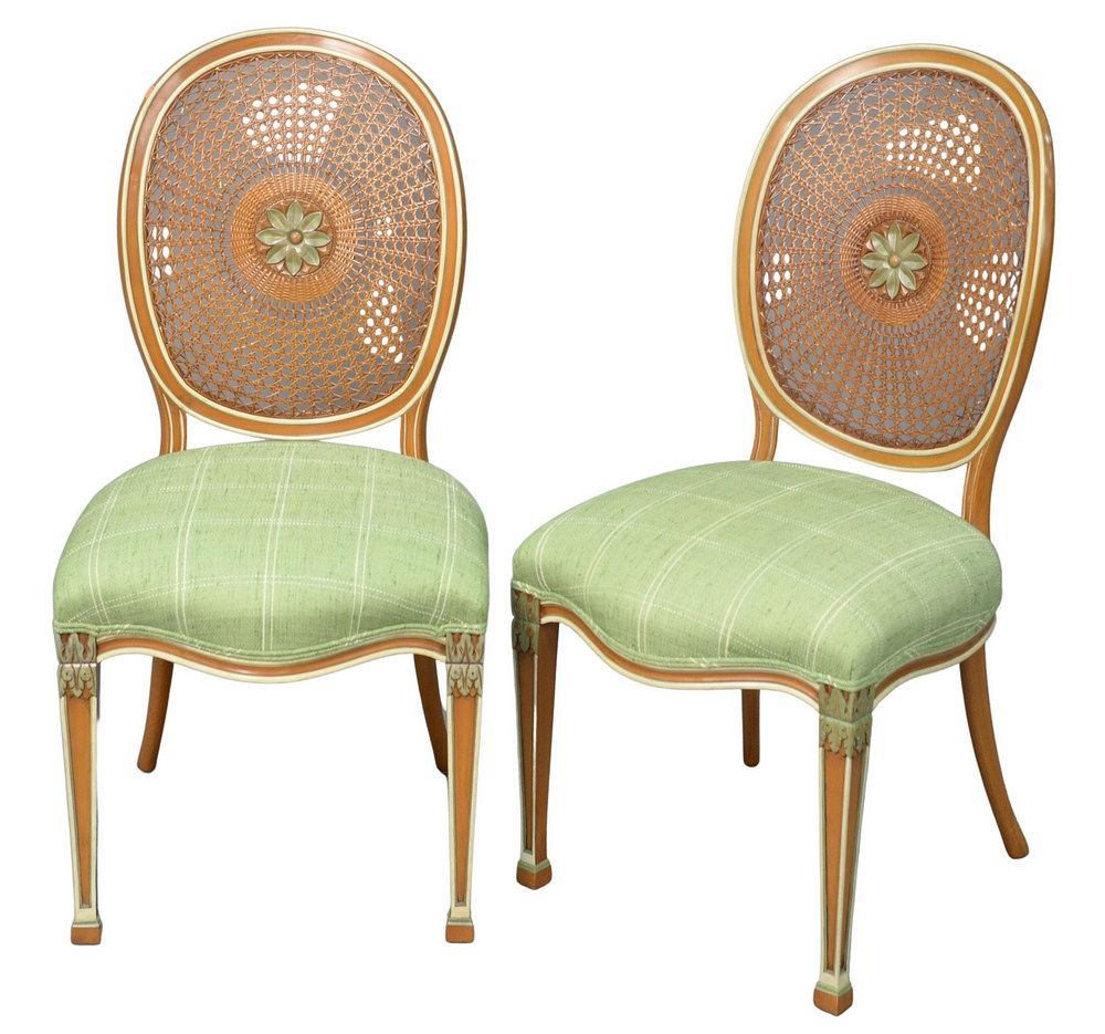 Appraisal: Pair of Adams Style Side Chairs each with caned backs