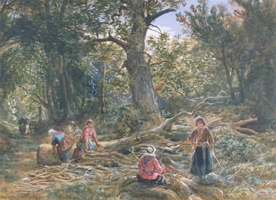 Appraisal: Sam Bough Scottish - Women gathering firewood in a forest