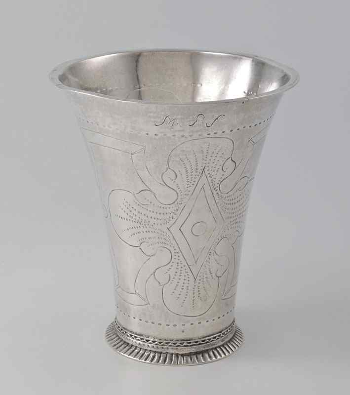 Appraisal: SWEDISH STERLING BETROTHAL CUP Engraved and stippled design on body