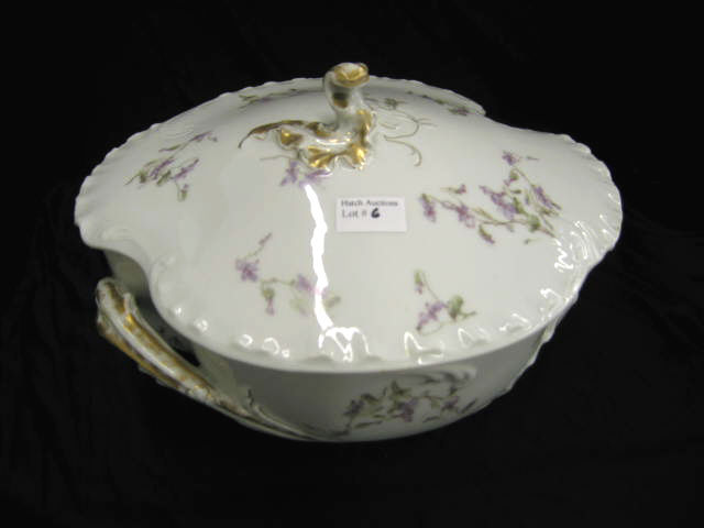 Appraisal: Haviland Limoges Porcelain Soup Tureen elegant floral gold trim circa