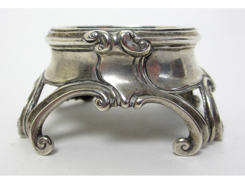 Appraisal: An th Century Continental silver salt cellar on pierced rococo