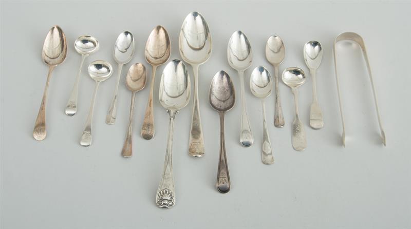 Appraisal: MISCELLANEOUS GROUP OF GEORGIAN SILVER SPOONS AND A PAIR OF