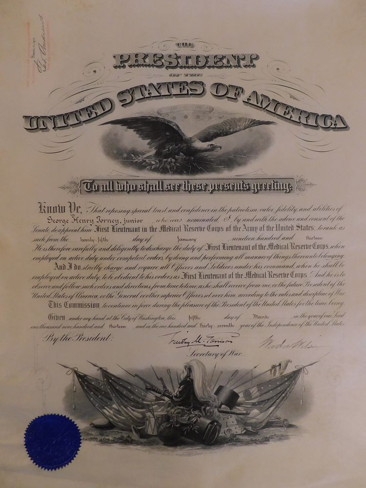 Appraisal: SIGNED WOODROW WILSON APPOINTMENT March official United States commission document