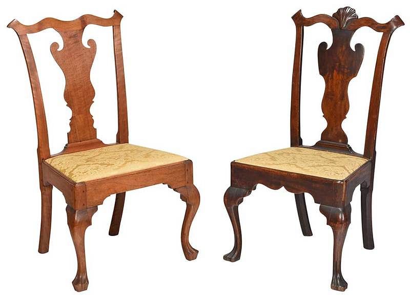 Appraisal: Two Pennsylvania Chippendale Walnut Side Chairs Philadelphia area - chair