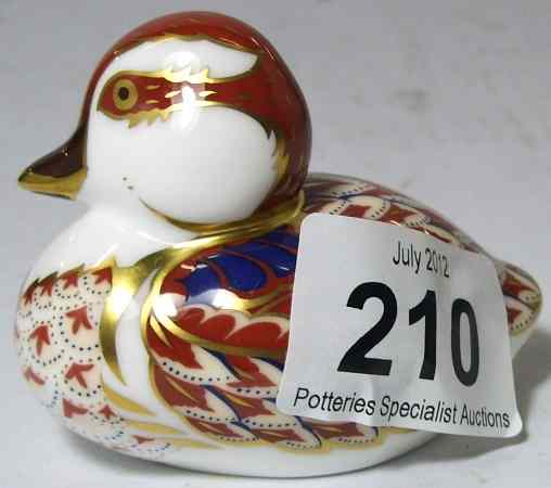 Appraisal: Royal Crown Derby Paperweight Pair Swimming Ducklings Gold Stopper and