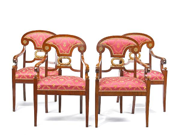 Appraisal: A set of four Swedish Neoclassical parcel gilt and brass