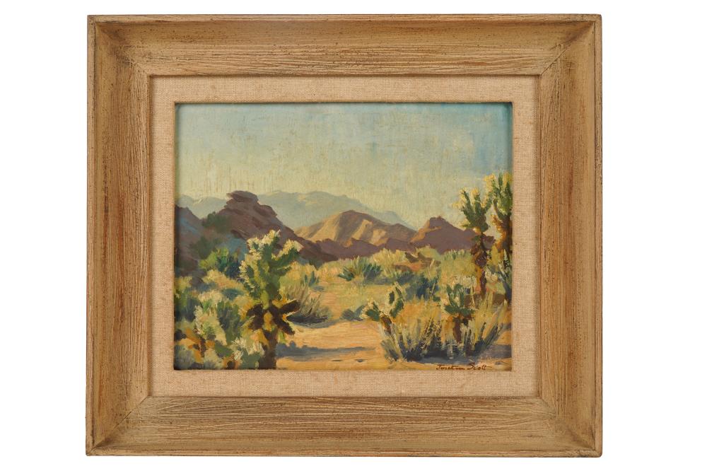 Appraisal: JONATHAN SCOTT - DESERT WILDERNESS oil on board signed lower