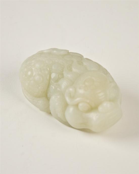 Appraisal: Chinese Celadon Jade Carving of a Mythical Beast L